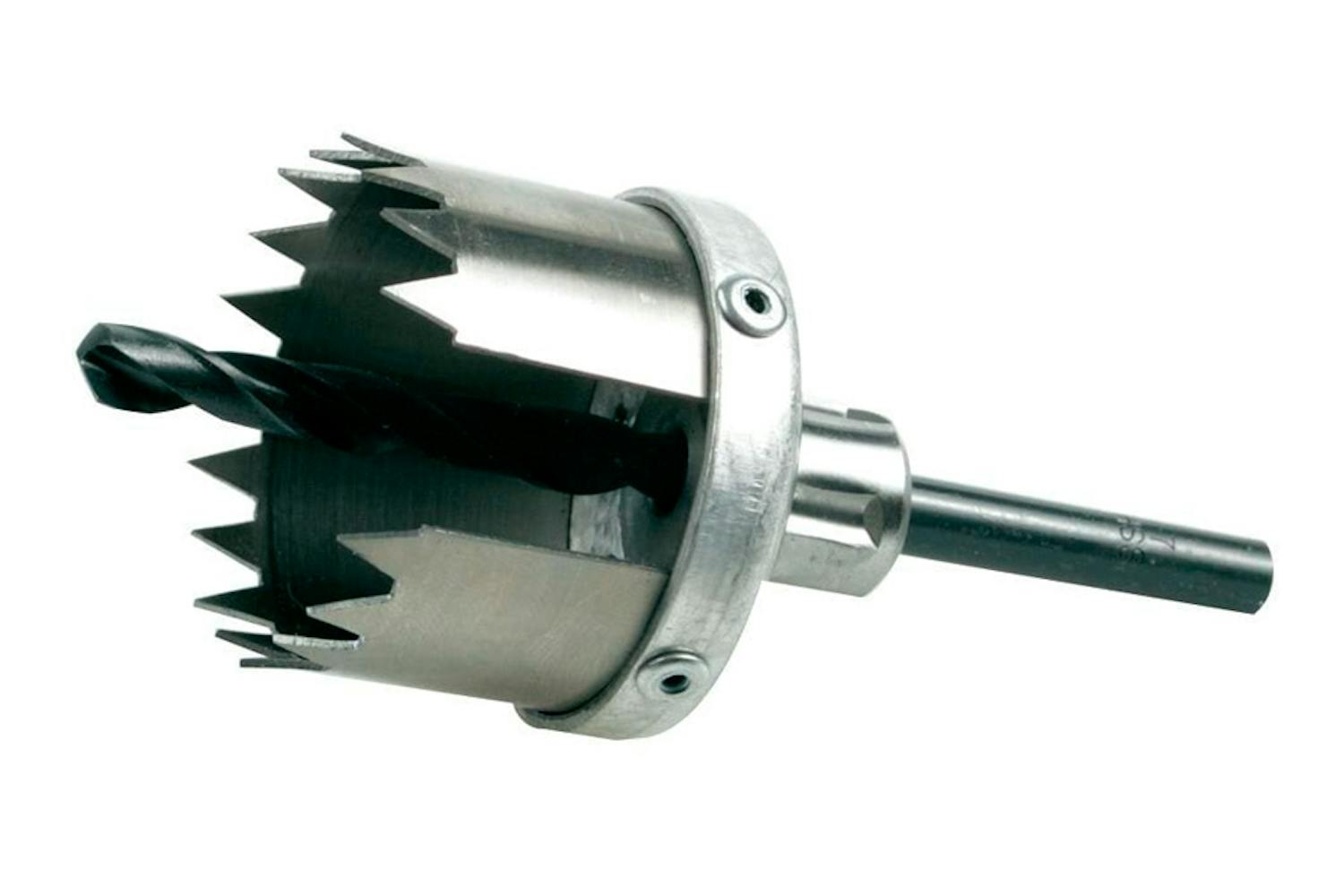 Hålsåg: En hålsåg med centrumborr, som gör det lättare att borra helt exakt. Här handlar det om en hålsåg med en diameter på 76 mm. Hålsåg: En hålsåg med centrumborr, som gör det lättare att borra helt exakt. Här handlar det om en hålsåg med en diameter på 76 mm.